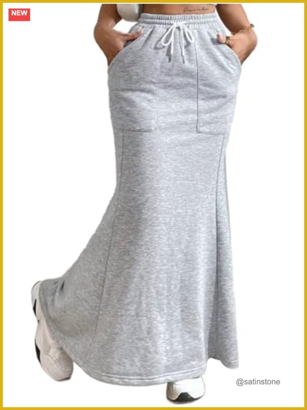Women's High Waisted Mermaid Maxi Skirt with Pockets